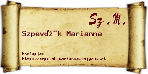 Szpevák Marianna névjegykártya